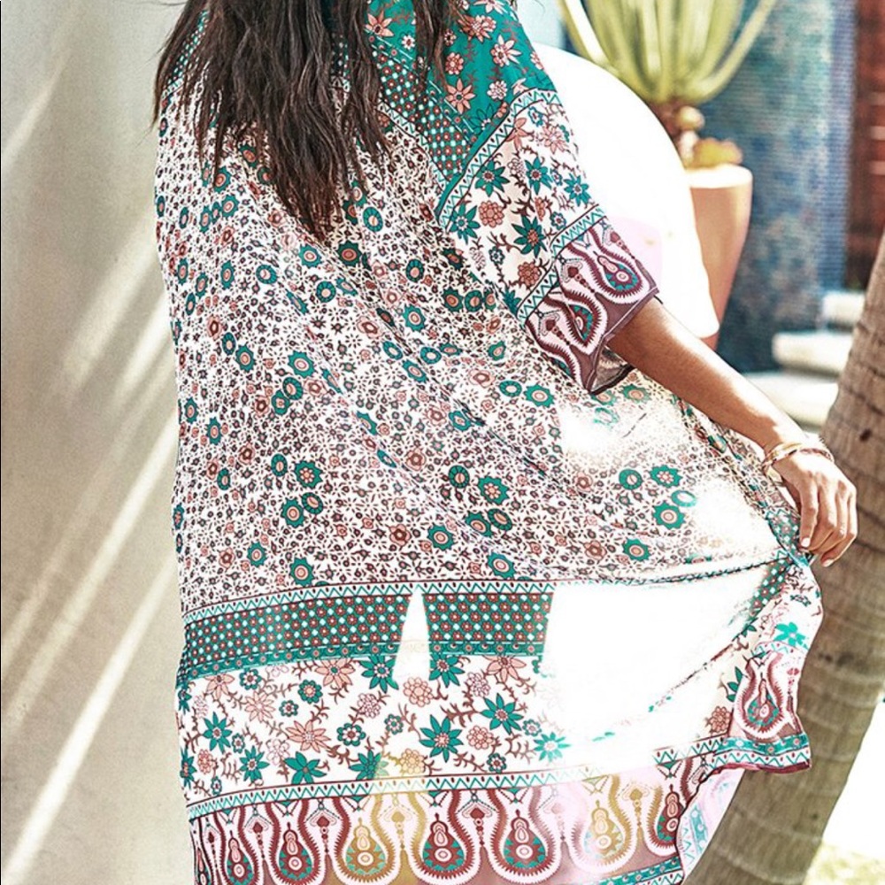 NWT Cupshe pink and teal chiffon cover up